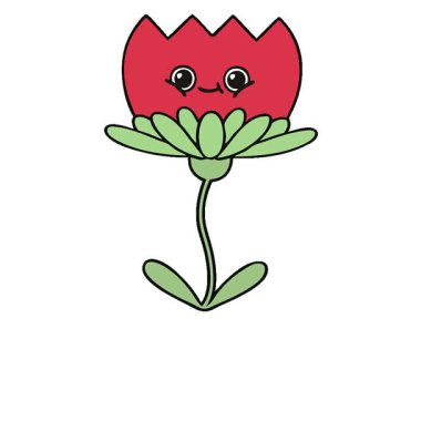 Basit bir döngü, sevimli bir çiçek karikatürü.