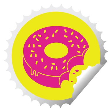 Basit bir döngü hareketli ısırılmış donut dairesel soyma etiketi.