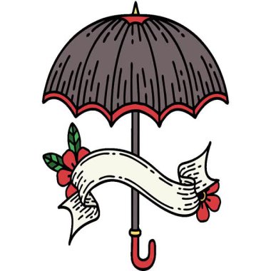 Basit bir döngü, geleneksel dövmesi ve şemsiyesi var.