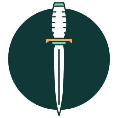 Bir hançerin basit bir ikonik dövme görüntüsü