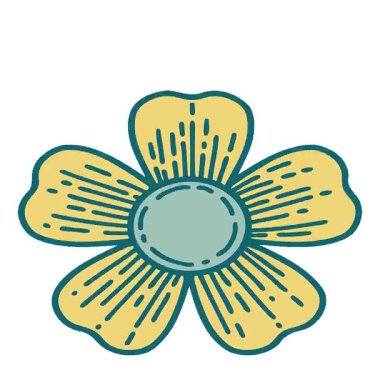 Bir çiçeğin basit bir ikonik dövme görüntüsü