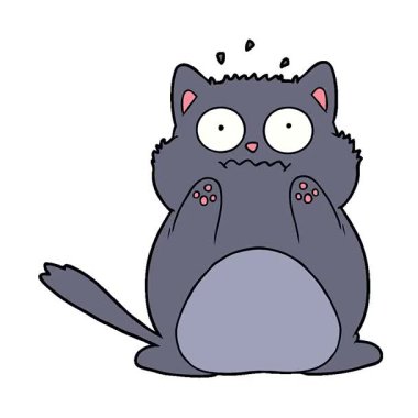 Basit bir çizgi film karakteri endişeli bir kedi.