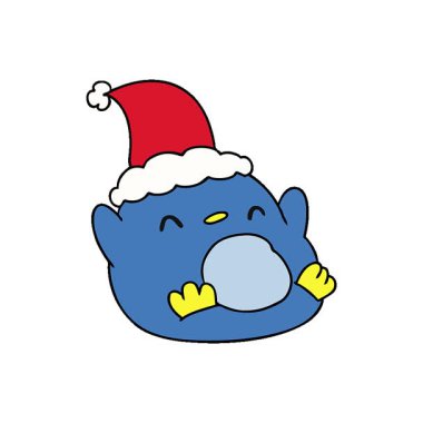 Kawaii pengueninin Noel karikatürünü çizmiş basit bir döngü animasyonu.