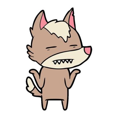 Dişlerini gösteren basit bir çizgi film kurdu.