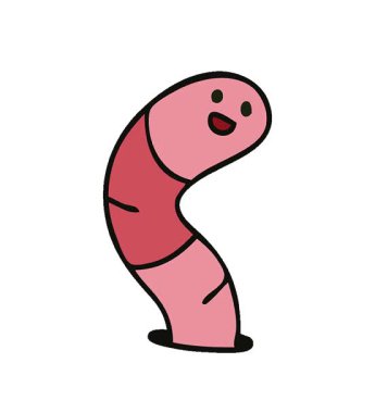 Basit bir döngülü çizgi film solucanı çizimi.