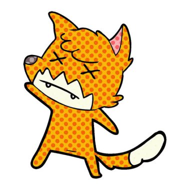 Basit bir çizgi film çizgi filmi şaşı gözlü tilki.