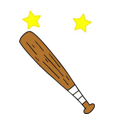 Basit bir döngü hareketli el çizimi beyzbol sopası karalaması.