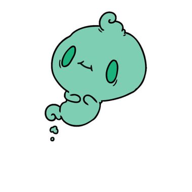 Bir kawai sevimli hayaletinin basit bir çizgi film çizimi.