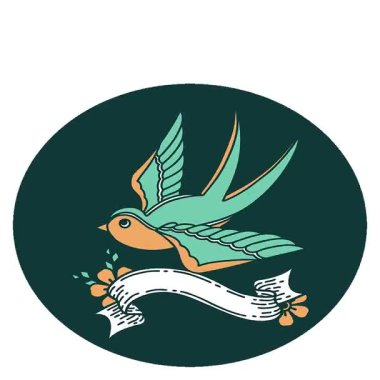 Kırlangıç sancağıyla basit bir döngü şeklinde dövme simgesi