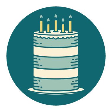 Basit bir doğum günü pastası ikonik dövme görüntüsü.