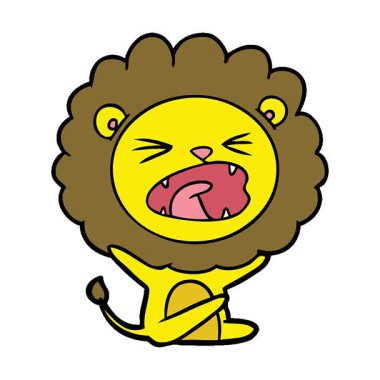 Basit bir çizgi film animasyonu aslan öfke nöbeti geçiriyor.