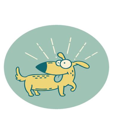 Dövme stili mutlu bir köpeğin basit bir canlandırma simgesi