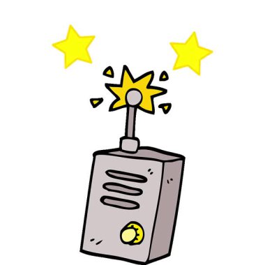 Basit bir döngü hareketli el çizimi çizgi film telsizi.