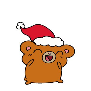 Kawaii ayısının Noel karikatürünü çizmiş basit bir döngü animasyonu.