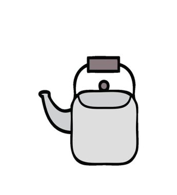 Basit bir çizgi film karakteri çaydanlık.