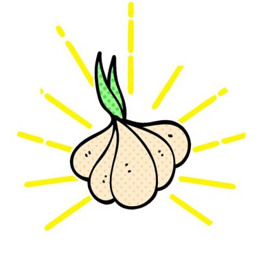 Basit bir döngülü çizgi film karikatürü sarımsak filizleniyor.