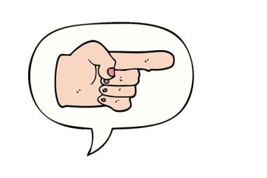 Konuşma baloncuğu ile eli gösteren basit bir döngü çizgi filmi