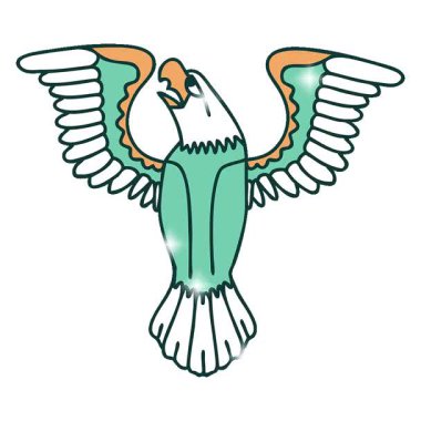 Bir Amerikan kartalının basit bir ikonik dövme görüntüsü.