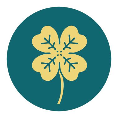 4 yapraklı yoncanın basit bir ikonik dövme görüntüsü