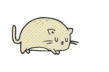 Basit bir döngülü, sevimli, şişman çizgi film kedisi.