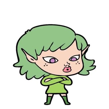 Basit bir döngülü çizgi film karakteri güzel bir elf kızı.