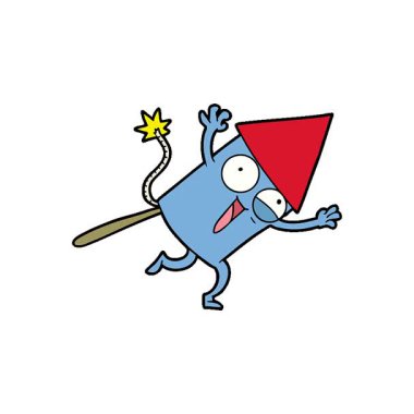 Basit bir çizgi film animasyon havai fişek roketi.