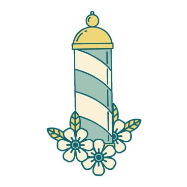 Berber direğinin basit bir ikonik dövme görüntüsü.