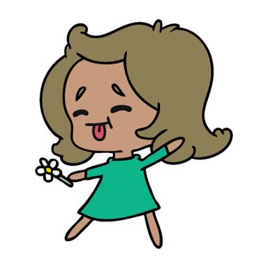 Basit bir kawaii kızı çizilmiş serbest çizim animasyonu.