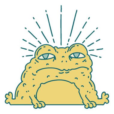 Geleneksel dövme stili kurbağa karakterinin basit bir döngü canlandırması