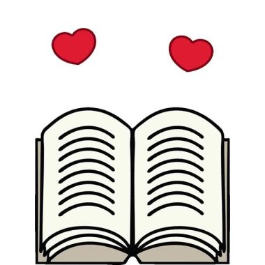 Açık bir kitabın basit bir çizgi filmi gibi.