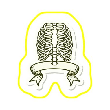 Basit bir döngü hareketli dövme stili çıkartması ve göğüs kafesi pankartı.