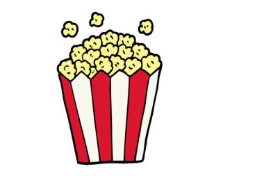Basit bir çizgi film çizgi filmi karalama filmi patlamış mısır.