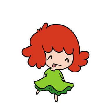 Tatlı bir kawaii kızının basit bir çizgi film çizimi.