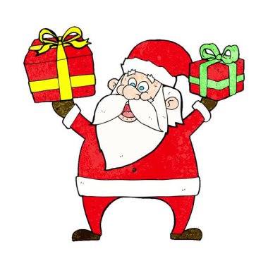 Basit bir döngülü çizgi film Noel Baba 'sı hediyeleri.