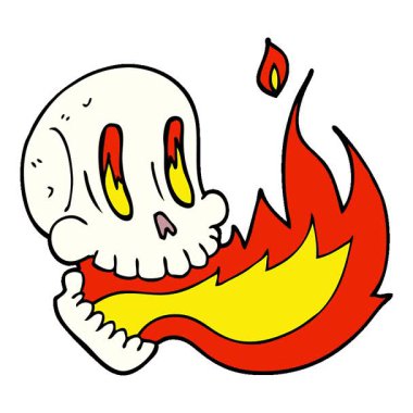 Basit bir çizgi film animasyonu. Alevli kafatası.