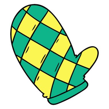 Basit bir döngü hareketli el çizimi fırın eldiveni karalaması