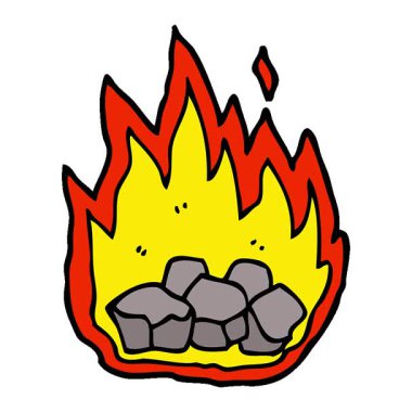 Basit bir çizgi film çizgi filmi kömürü yakıyor.