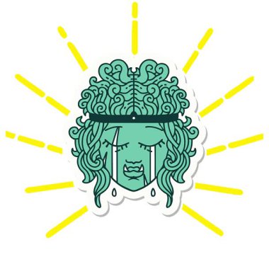 Hüzünlü bir ork barbar karakterinin basit bir döngü animasyon çıkartması