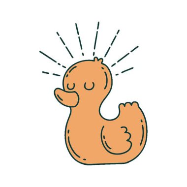 Geleneksel dövme stili plastik ördeğin basit bir canlandırması