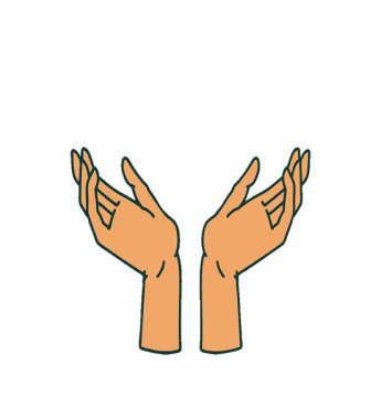 Açık ellerin basit bir döngü ikonik dövme görüntüsü