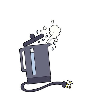 Basit bir çizgi film animasyon elektrikli su ısıtıcısı kaynıyor.