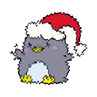 Noel şapkası takan basit bir çizgi film pengueni.