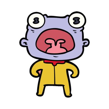 Basit bir çizgi film animasyonu. Garip bir uzaylı bağırıyor.