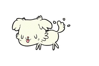 Basit bir döngülü çizgi film köpeği kuyruğunu sallıyor.