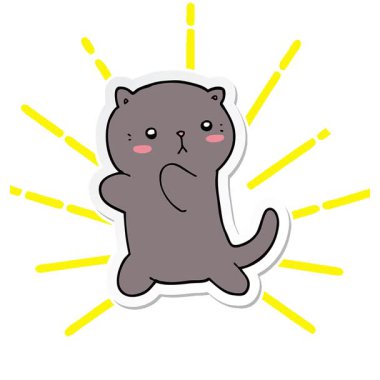 Tatlı bir çizgi film kedisinin basit bir döngü canlandırmalı çıkartması.