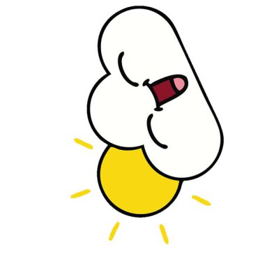 Basit bir döngü çizimi. Güneş ışığı ve bulutun sevimli çizgi filmi.