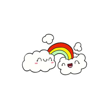 Basit bir döngü mutlu çizgi film bulutları ve gökkuşağı