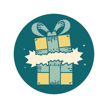 Bir hediyenin basit bir döngü ikonik dövme görüntüsü