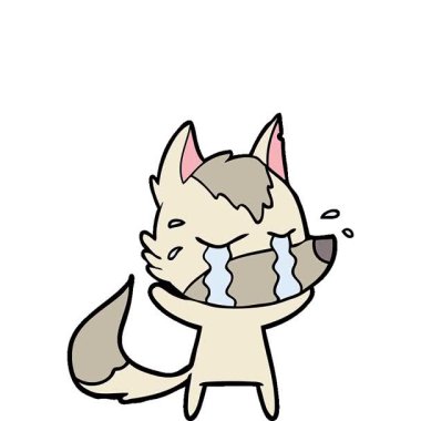 Basit bir çizgi film karakteri ağlayan kurt.