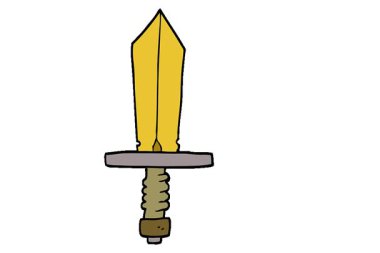 Eski bir bronz kılıcın basit bir çizgi film karalaması.